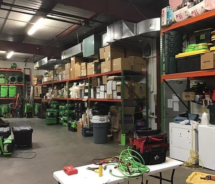 SERVPRO equipment shown in storage facility
