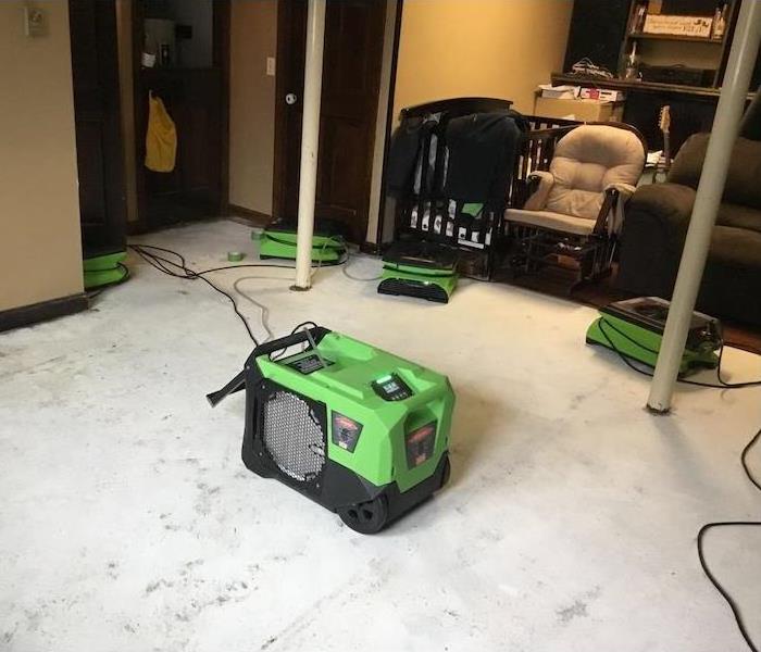 SERVPRO equipment at work in basement