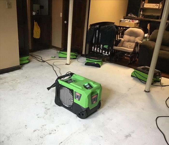 dehu on stripped floor air movers also